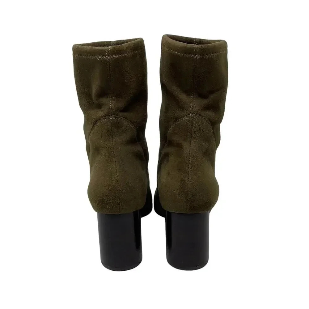 Donald Pliner Suede Sock Boot - Leather Booties - Olive Green - Size 6 - Picture 6 of 9